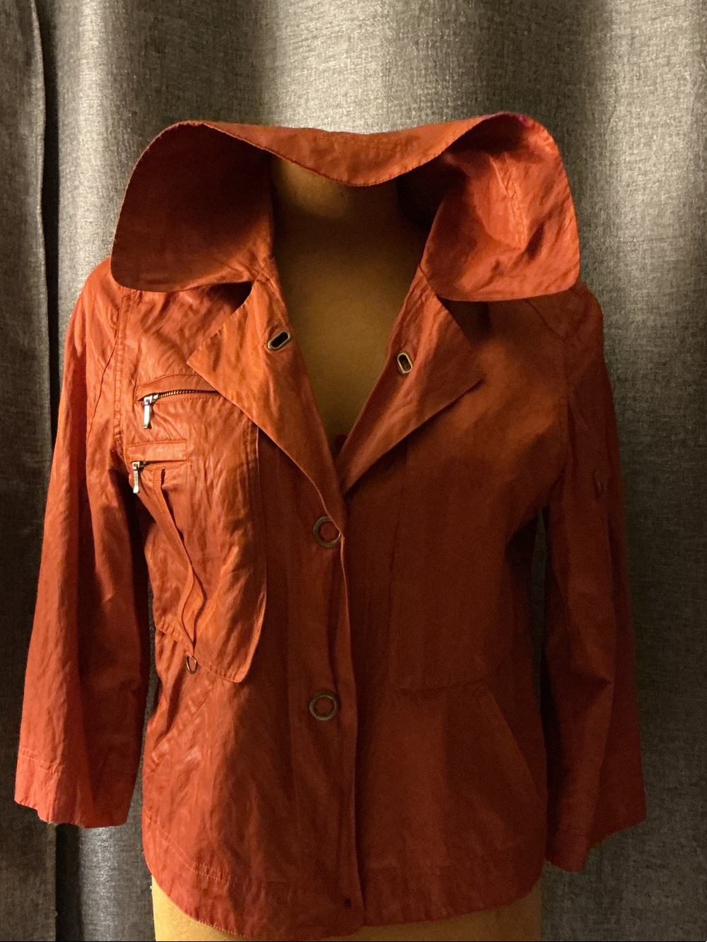 Chico's Burnt Orange Hooded Utility Jacket